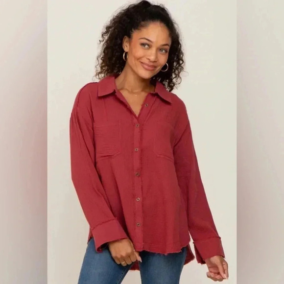 🆕 New In Button Down Collared Top SZ LG - Picture 1 of 4